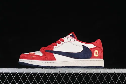 All categories Air Jordan Jordan series basketball shoes Air Jordan 1 Low high-end custom low-top sneakers Travis Scott x Fragment Design x Air Jordan 1 Low OG SP AJ1 Joe 1 Year of the Horse limited edition red, white and blue three-color stitching low-top cultural casual sneakers HG0026-024